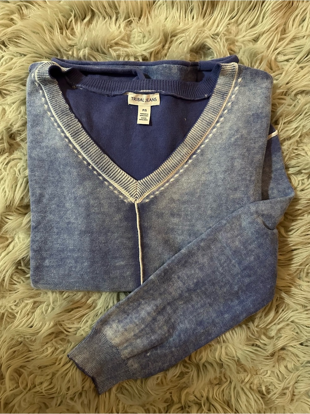 Tribal Blue V-Neck Sweater